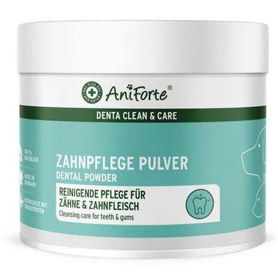 Produktbild von AniForte Denta Clean & Care Zahnpflege Pulver für Hunde & Katzen 300g – effektive & natürliche Zahnreinigung, gegen Mundgeruch, Zahnsteinentferner