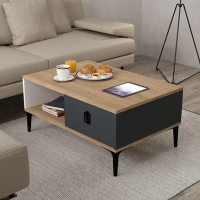 Obrázok produktu pre Skye Decor, kvalitný konferenčný stolík (3 časti) v prevedení Sapphire Oak, 100% melamín | 12345
