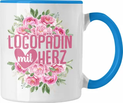 Produktbild von Trendation - Logopädin Mit Herz Tasse Geschenk Logopädie Logopäde (Blau)