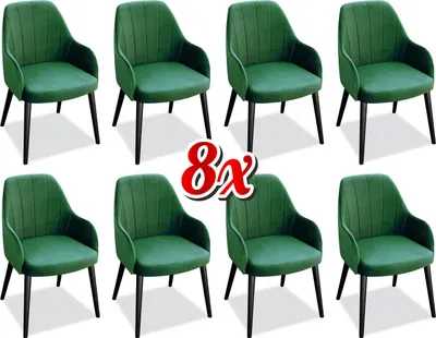 Produktbild von Esszimmer Stühle Stoff Set 8x Sessel Stuhl Designer Holz Textil Polster Stühle