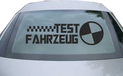 Produktbild von Indigos UG - Aufkleber Heckscheibe & Motorklappe DE6973 - schwarz - 600x186 mm - Testfahrzeug - Auto Scheiben Fenster Heckklappe Tuning Racing JDM - Die cut
