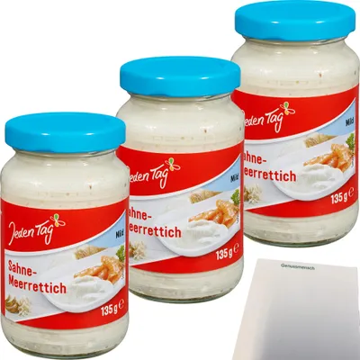 Produktbild von Jeden Tag Sahnemeerrettich 3er Pack (3x135g Glas) + usy Block