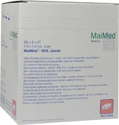 Produktbild von VLIES-SCHLITZKOMPRESSEN steril 7,5x7,5 cm 6fach