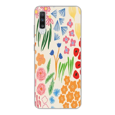 Produktbild von MuchoWow® Handyhülle Schutzhülle Hülle für Samsung Galaxy A70 Blumen - Muster - Feldblumen Silikon Softcase Handy Hülle - Schutzhaube