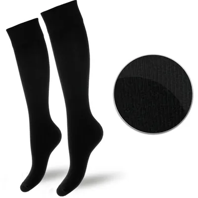 Produktbild von Kniestrümpfe Milena glatt schwarz für Damen aus Baumwolle 37-41