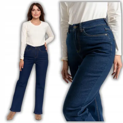 Produktbild von Damenjeans mit geradem Bein, stylisch und bequem, MORaj XL, Dunkelblau