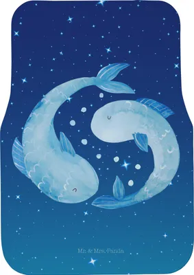 Produktbild von Mr. & Mrs. Panda Automatte Sternzeichen Fische - Sternenhimmel Blau - Geschenk, Fisch, Autoteppich, Fußmatte Auto, Sternbild, Geburtstag Februar, Fürs, März, Teppich