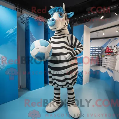 Produktbild von Blaues REDBROKOLY Zebra-Maskottchenkostüm mit Etuikleid und Beanie