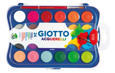 Image de Giotto - Gouache Giotto 24 couleurs 30 mm avec pinceau | 1 pièce