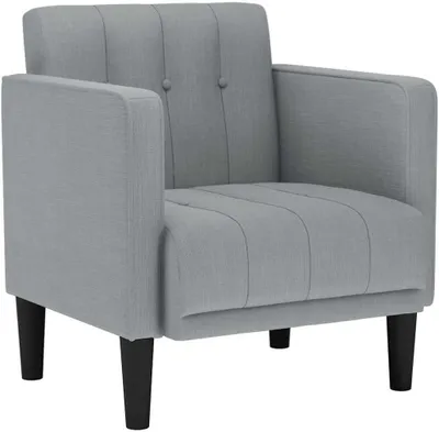 Produktbild von Hellgrauer Sessel mit Armlehnen, gepolsterter Stoff-Sessel für Wohnzimmer und Schlafzimmer, bequemer Relaxsessel mit Federkernpolsterung, moderner Einzelsessel, 70,5 x 67 x 74,5 cm