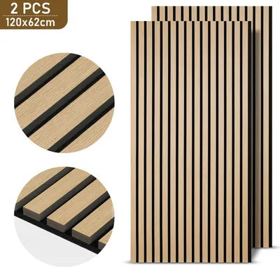 Produktbild von TolleTour Akustikpaneel Wandverkleidung 120x60x2.1cm MDF Akustikpaneele Wandpaneele 2x Eichenholz