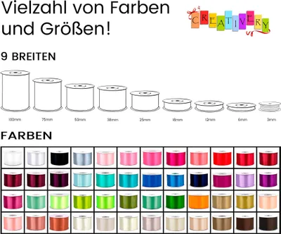 Satinbänder - eine Vielzahl von Farben und Breiten