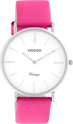 Produktbild von Oozoo Armbanduhr pink Leder Vintage Series Damen Analog-Quarzuhr UOC20304