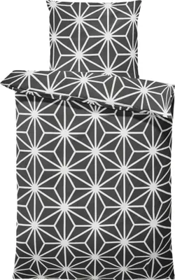 Produktbild von 4 teilig Stern Bettwäsche 135x200 cm grafische Sterne schwarz weiß Microfaser