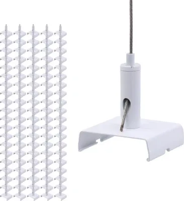 Produktbild von 100x Drahtseilhalter / Gripper 15, mit Clip für eckige IVELA 3-Phasen-Stromschienen | weiß