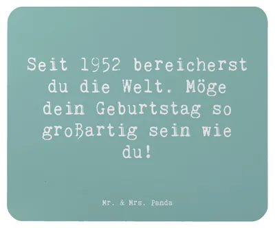 Produktbild von Mr. & Mrs. Panda Mousepad Spruch 1952 Geburtstag - Meeresbrise - Geschenk, Alter, Jubiläum, Zuneigung, Ehrentag, Wertschätzung, Mouse Pad, Handarbeit, pc, Glückwunsch