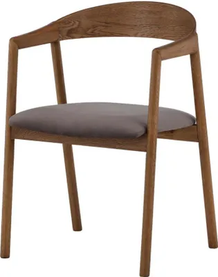 Productafbeelding van FURNLUX Eetkamerstoel Langon, grijs en walnoot, 53 cm / Hoofdkleur: bruin / Afmetingen: 53 x 56 x 77 cm