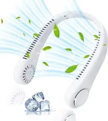 Produktbild von Prenosný 360° flexibilný otočný ventilátor na krk s kapacitou 5000 mAh, biely - NECKCOLIO