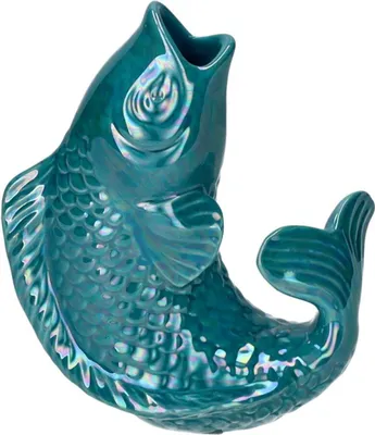 Produktbild von Gift Company Vase Mamsell Koi XS, Dekovase in Fisch-Form, Steingut, Rainbow Ocean, H 15.5 cm, 1214302093