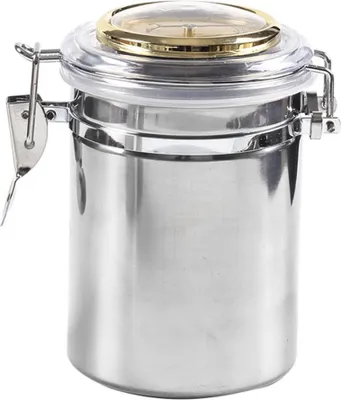Immagine prodotto di INF Grande barattolo umidificatore per tabacco in acciaio inox con igrometro