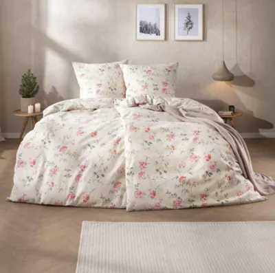 Produktbild von Estella Samt + Seide Flanell Bettwäsche 155x220 Corvara leinen Rosen 5470-205