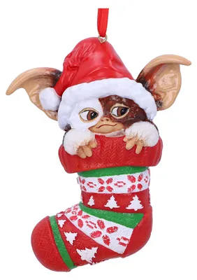 Gizmo in Weihnachtsstrumpf, Dekoration, rot, 12 cm