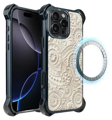 Produktbild von Schutzhülle für das iPhone 16 Pro, MagSafe-kompatibel, verstärkte Ecken, schwarz, Sanddekoration