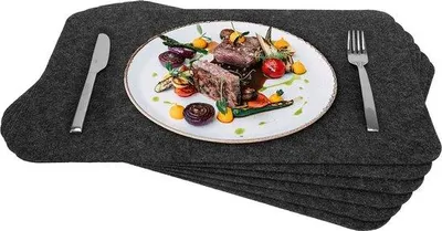 Produktbild von Famanu Platzsets Hochwertig - Waschbar und Rutschfest - Set von 6 Untersetzern - Dunkelgrau