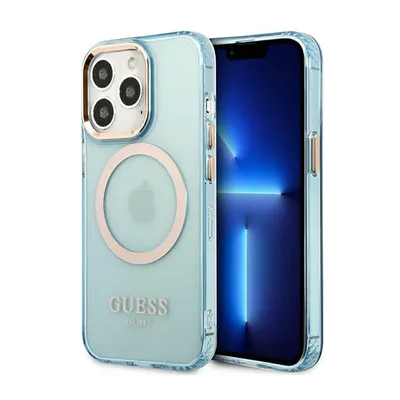 Produktbild von Guess Guhmp13Lhtcmb Iphone 13 Pro / 13 6.1 Blau/Blaue Hartschale Gold Outline Translucent Magsafe