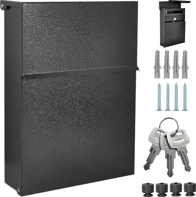 Produktbild von Alsten Tech Designer Briefkasten aus pulverbeschichtetem Edelstahl Wandbriefkasten mit 3 Schlüssel Postkasten für Haus und Büro 30x23x6,5 cm A5 geeignet, Schwarz Antik RAL 9005