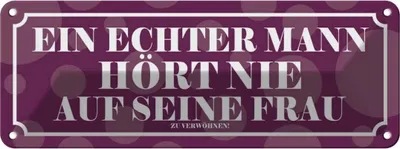 Produktbild von vianmo Blechschild 10x27 cm Ein echter Mann Männer Frauen Spruch Zitat