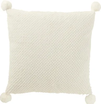 Produktbild von J-Line Kissen Weich Pompon Polyester Weiß