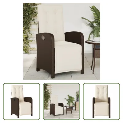 Produktbild von The Living Store Gartensessel mit Fußteil Verstellbar Braun Poly Rattan