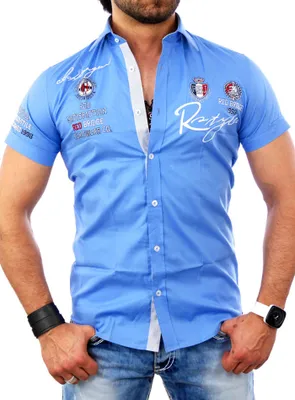 Produktbild von Redbridge Herren Party Club Style Exklusiv Kurzarm Hemd RB-2122 Hellblau S