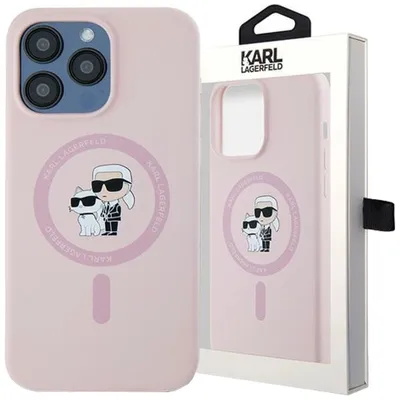 Produktbild von Karl Lagerfeld KLHMP15XSCMKCRHP iPhone 15 Pro Max 6.7" pink hardcase Silicone Karl & Choupette Ring MagSafe Schutzhülle
