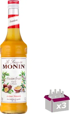 Produktbild von Lot de 3 Sirop Monin - Fruit de la passion - 70cL