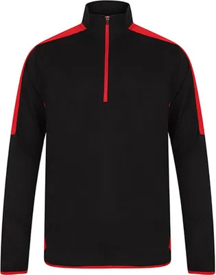 Produktbild von Finden+Hales LV571 | Adults` 1/4 Zip Midlayer with Contrast Panelling - Farbe: Black/Red - Größe: L