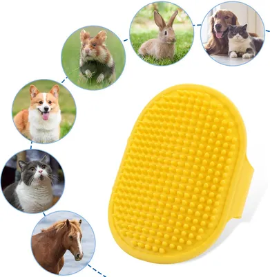 Produktbild von Hund Katze Badbürste Kamm Silikon Gummi Pflege - Hundewaschbürste Welpen Massagebürste Haar Fell Reinigungsbürste - 2 Stück.