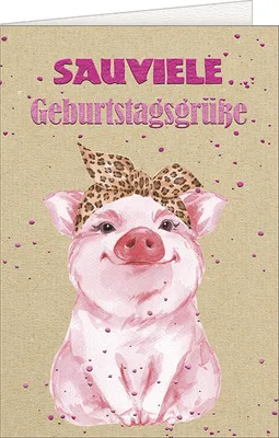 Produktbild von Geburtstag – Schweinchen – "Sauviele Geburtstagsgrüße" Karte mit Brief