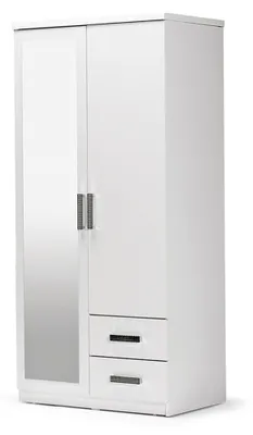 Image de Armoire en bois Armoire Penderie Miroir Bois Blanc Chambre à coucher