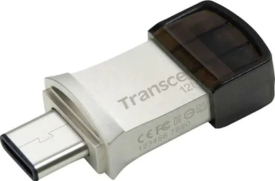 Produktbild von Transcend JetFlash 890, 128 GB, USB Type-A / USB Type-C, 3.2 Gen 1 (3.1 Gen 1), Kappe, 3 g, Schwarz, Silber