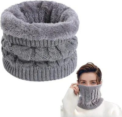 Immagine prodotto di Collare in pile invernale - Unisex - Grigio - Lavorato a treccia - Antivento - Per l'outdoor