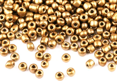 Rocailles Glasperlen 50g, 8/0 3mm hellgold metallic
