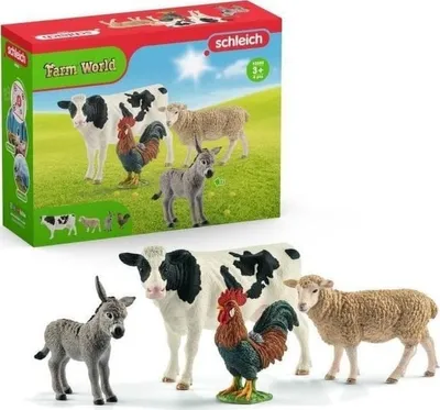Productafbeelding van Farm World 4 Animal Starter Set - Toy for Children from 3 Years Old - Schleich 42385 Farm World