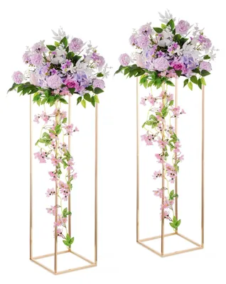 Image de Lot de 2 supports à fleurs dorés pour décoration de table