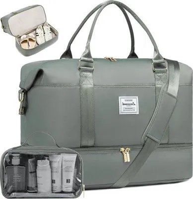 Produktbild von Reisetas für Frauen mit Schuhfach - Wochenendtas für Flugzeug - große Handgepäcktasche - Reisetas Duffle Bag mit Ober- und Unterfach für Schuhe