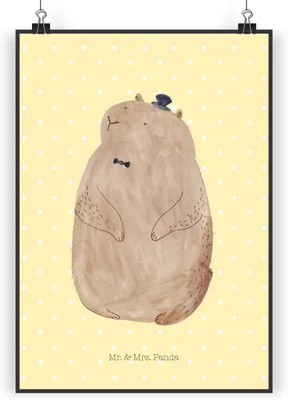 Produktbild von Mr. & Mrs. Panda Bild Murmeltier DIN A4 - Gelb Pastell - Geschenk, wanddeko, Freundlichkeit, Respekt, drucke, Fröhlichkeit, Anstand, Posterdruck, Kunstdruck, Knigge