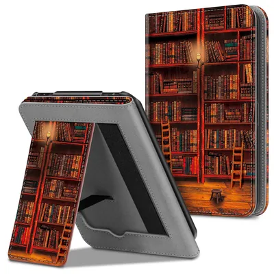 Image de Coque Fintie pour liseuse Tolino Vision 4 HD/Vision 3 HD/Vision 2 / Vision 1 / Shine 2 HD, étui de protection avec support, poche pour cartes, dragonne et fonction de veille/réveil automatique. La bibliothèque – Z – la Biblio