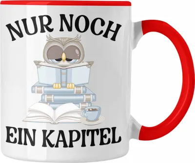 Produktbild von Trendation - Nur Noch Ein Kapitel Tasse für Leseratte Geschenk Bücher Lesen (Rot)
