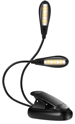 Zdjęcie produktu dla Ładowalna lampka do czytania z 14 diodami LED i elastycznym klipsami do książek oraz stojaków na nuty